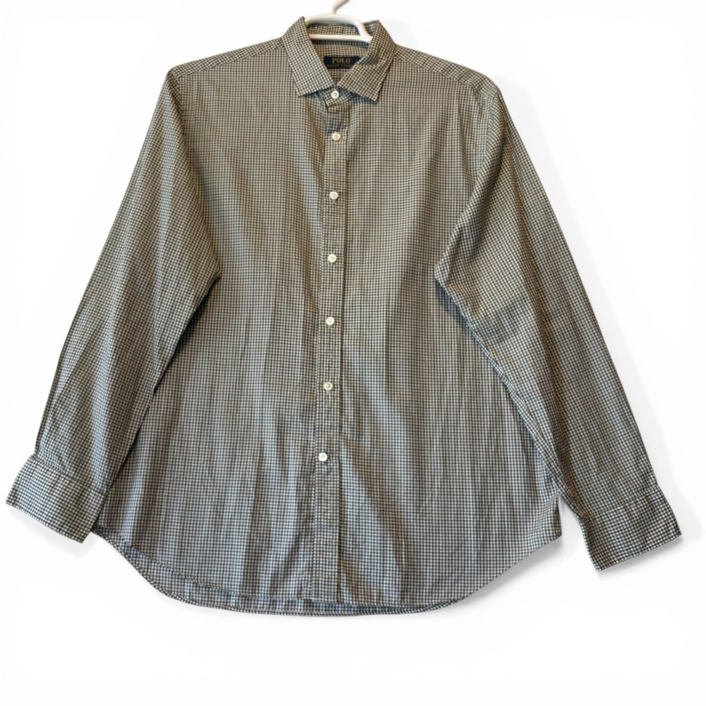 Polo Ralph Lauren Mens XL Gingham Check Long Sleeve Button Down Shirt Green Blue